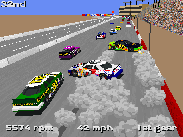 NASCAR Racing (DOS) screenshot: Racing (Far View SVGA)