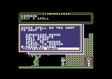 Stormbringer (Commodore 64) screenshot: Hmm. I wonder what this spell does?