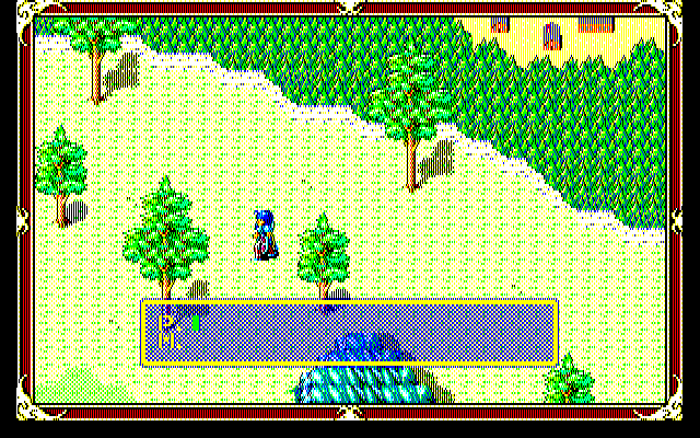 Xak: The Art of Visual Stage (PC-98) screenshot: A scene from a schizophrenic version of Lord of the Rings: those trees can walk and attack me!
