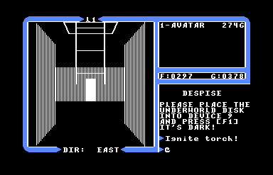 Ultima IV: Quest of the Avatar (Commodore 64) screenshot: Dungeon