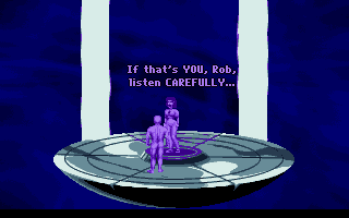 Beneath a Steel Sky (Windows) screenshot: Anita's hologram message.