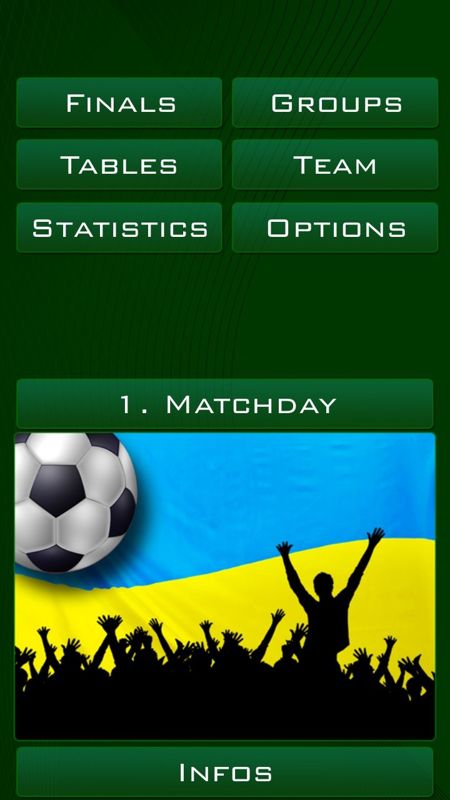 Euro 2016 Manager (Android) screenshot: Main Menu