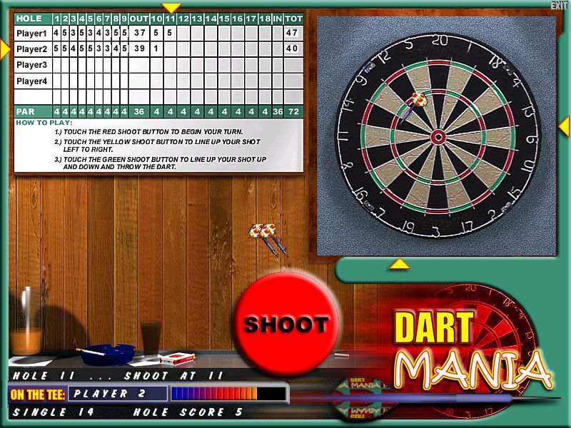 Dart Mania (Windows) screenshot: The game of Golf uses a different scoring system