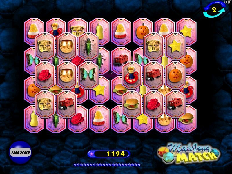MahJongg Match (Windows) screenshot: Round two is more complex than round 1