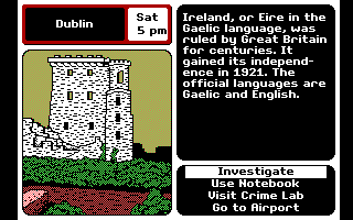 Where in Europe is Carmen Sandiego? (DOS) screenshot: Dublin.