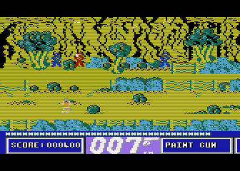 James Bond 007 in The Living Daylights: The Computer Game (Atari 8-bit) screenshot: I shot an enemy