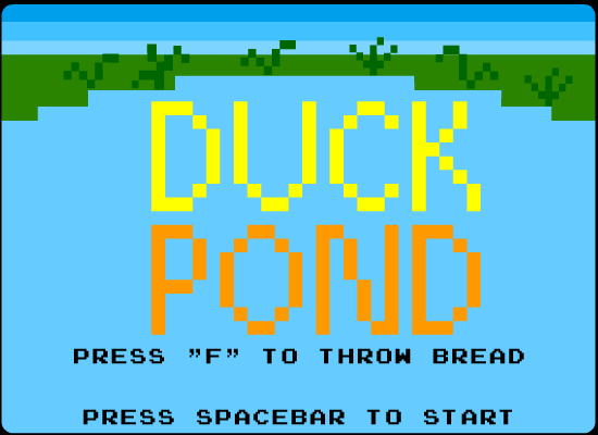 Duck Pond (Browser) screenshot: Atari 2600 title screen, slightly different from the demo version, as this has instructions