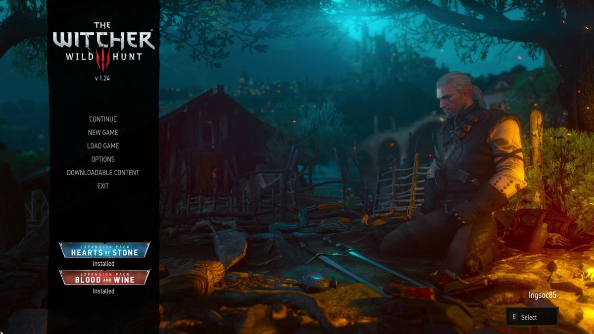 The Witcher 3: Wild Hunt - Blood and Wine (Windows) screenshot: The game main menu after the installation of the DLC