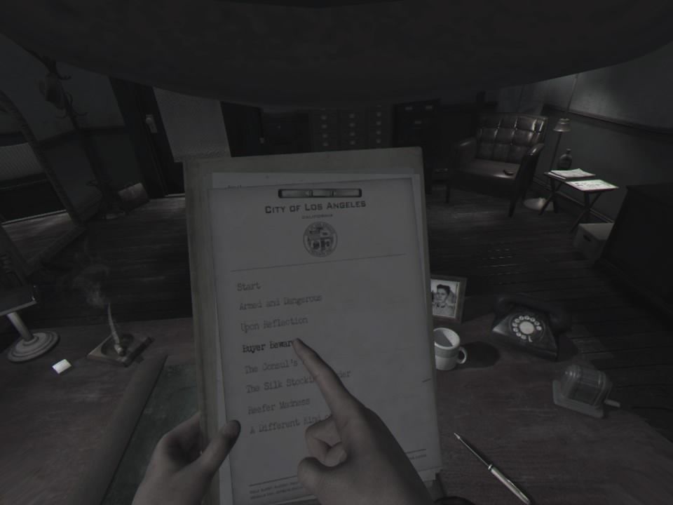 L.A. Noire: The VR Case Files (PlayStation 4) screenshot: List of available cases