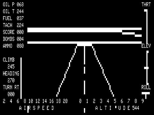 Flight Simulator (TRS-80) screenshot: Line up the runway to land or touch and go