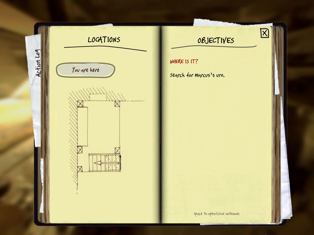 Casebook: Episode 0 - The Missing Urn (Windows) screenshot: The location and objectives