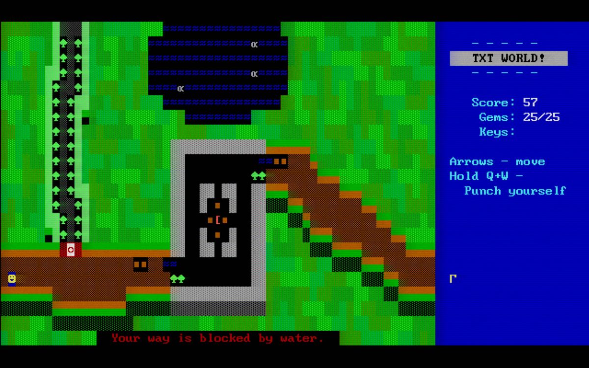 Glittermitten Grove (Windows) screenshot: <i>Frog Fractions 3</i>: water is a formidable obstacle in this game.