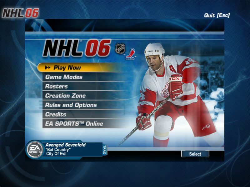 NHL 06 (Windows) screenshot: Main Menu