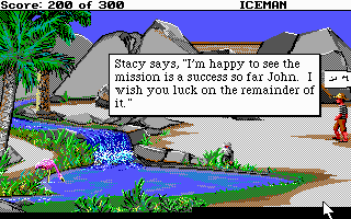 Code-Name: Iceman (DOS) screenshot: Meeting up with fellow agent Stacy.