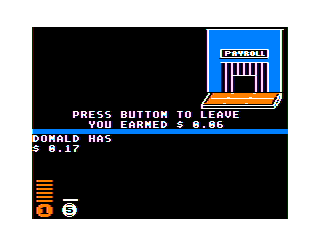 Donald Duck's Playground (TRS-80 CoCo) screenshot: I earned some money!