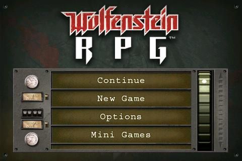 Wolfenstein RPG (iPhone) screenshot: Main Menu