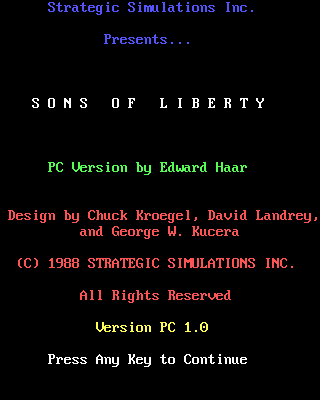Sons of Liberty (DOS) screenshot: Main Title