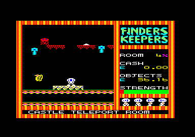 Finders Keepers (Amstrad CPC) screenshot: Teleported into another part of the castle.