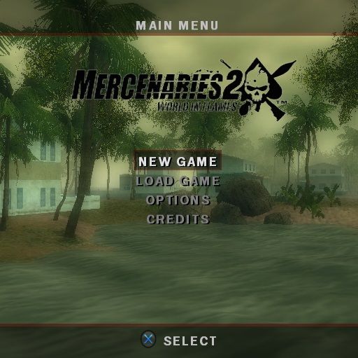 Mercenaries 2: World in Flames (PlayStation 2) screenshot: Main Menu