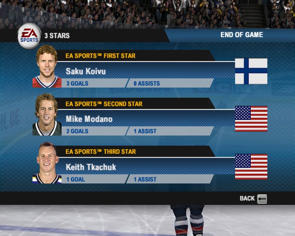 NHL 06 (Windows) screenshot: End of game