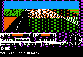 Crosscountry California (Apple II) screenshot: Roaming the agricultural fields