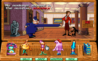 Around the World in 80 Days (DOS) screenshot: No monkeys allowed in the museum!