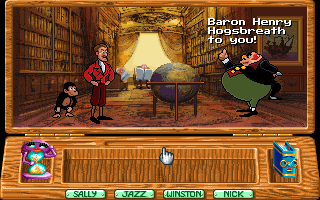 Around the World in 80 Days (DOS) screenshot: Baron Henry Hogsbreath - the game's villain makes his entrance.