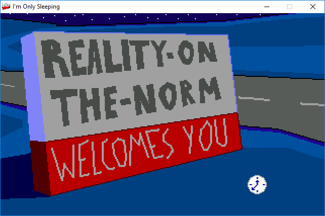 I'm Only Sleeping (Windows) screenshot: RON Sign at night