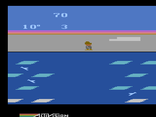 Frostbite (Atari 2600) screenshot: "I better hurry up before I get turned into a block of ice"