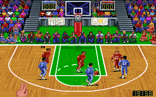The Dream Team: 3 on 3 Challenge (DOS) screenshot: Dream team tournament 3 on 3, "get ready! two!"