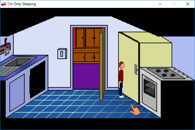 I'm Only Sleeping (Windows) screenshot: Trying to get a milk in the kitchen