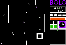 Bolo (Apple II) screenshot: Near enemy base