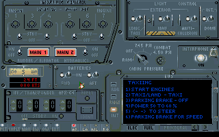 Megafortress Mega Pak (DOS) screenshot: Copilot's position with overview of basic procedures