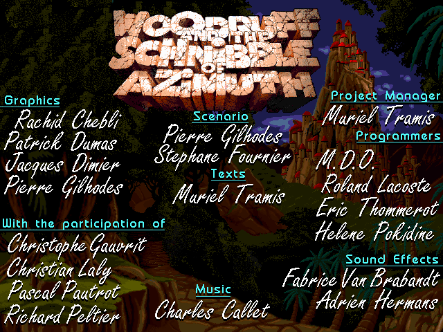 The Bizarre Adventures of Woodruff and the Schnibble (Windows 3.x) screenshot: The credits screen