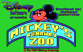 Mickey's Runaway Zoo (DOS) screenshot: Title (EGA)