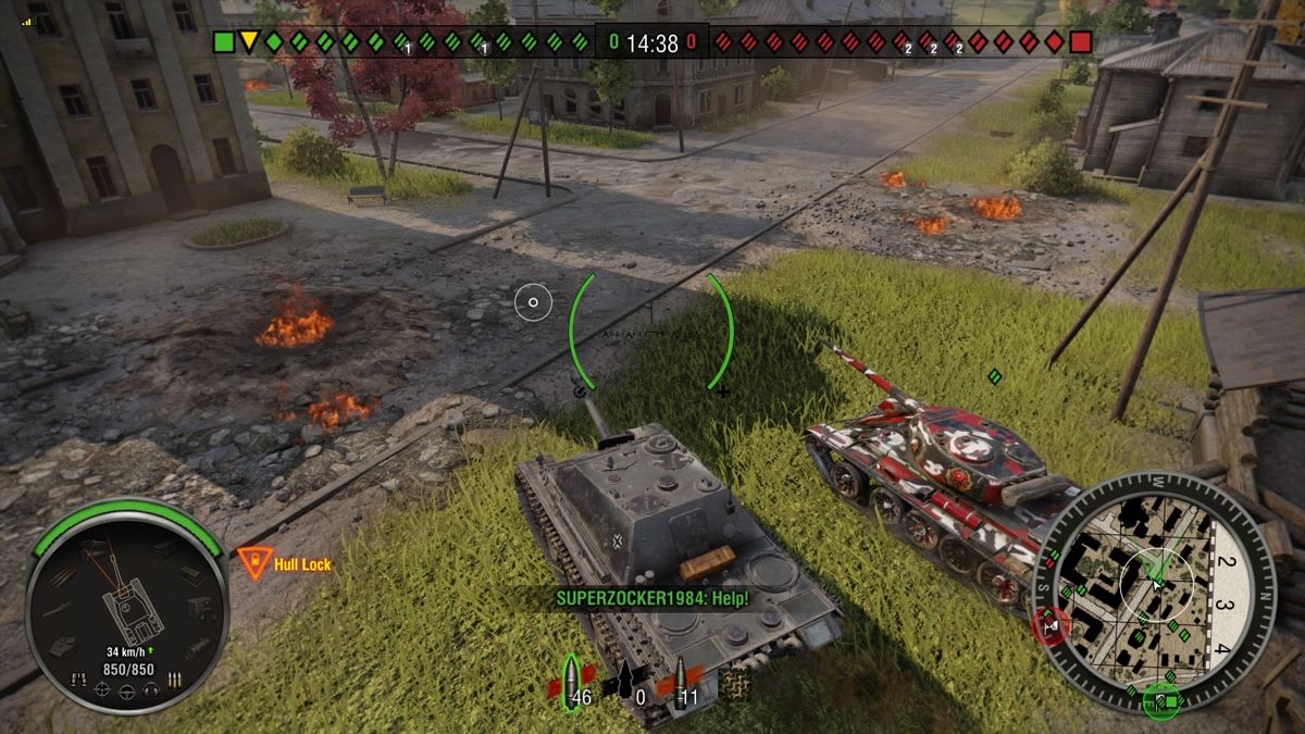 World of Tanks: The Motherland (PlayStation 4) screenshot: Next to an allied Motherland tank in an urban warfare