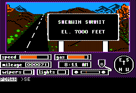 Crosscountry California (Apple II) screenshot: Reaching a memorable place
