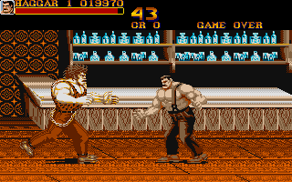 Final Fight (Atari ST) screenshot: Into the restaurant