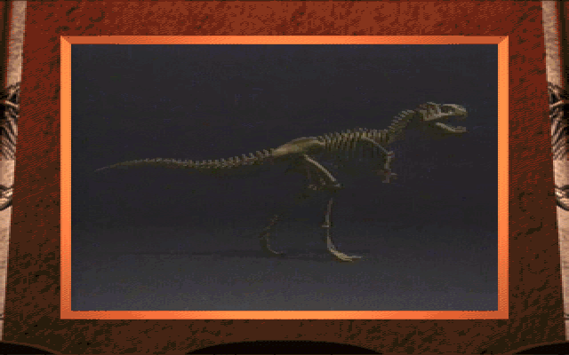 3-D Dinosaur Adventure (DOS) screenshot: Move the bones into a 3D model