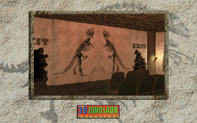 3-D Dinosaur Adventure (DOS) screenshot: Inside the theater