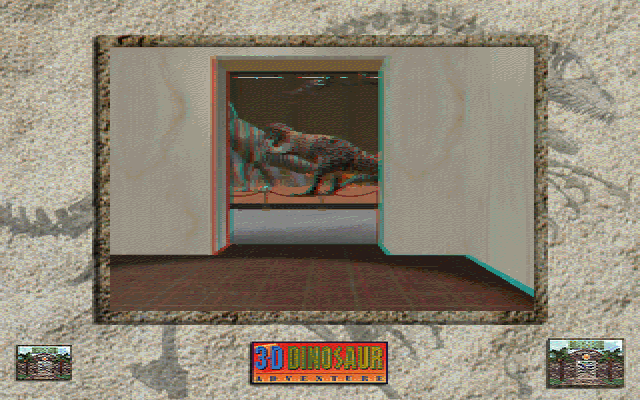 3-D Dinosaur Adventure (DOS) screenshot: Inside the museum main hallway