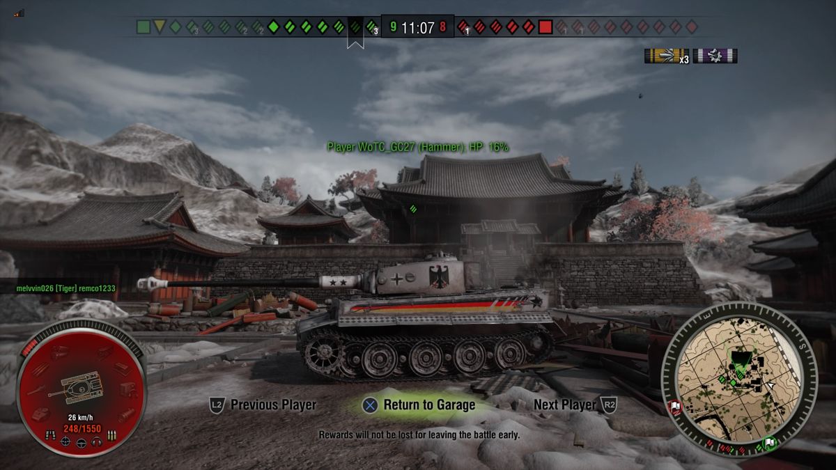 World of Tanks: Hammer Base (PlayStation 4) screenshot: Side view of an allied Tiger I Hammer tank