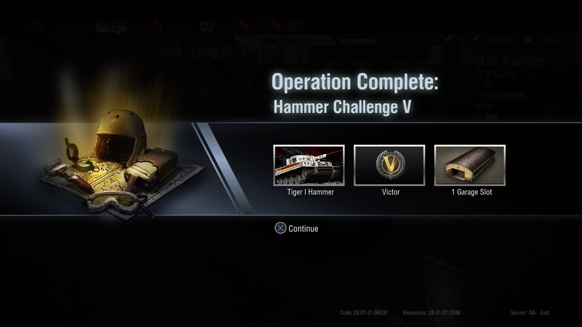 World of Tanks: Hammer Base (PlayStation 4) screenshot: Finishing all five Hammer Challange ops is a way to get free Tiger I Hammer tank