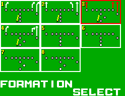 Great Football (SEGA Master System) screenshot: Formation Select