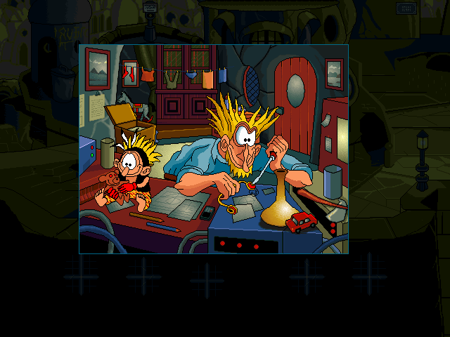 The Bizarre Adventures of Woodruff and the Schnibble (Windows 16-bit) screenshot: Professor Azimuth and Woodruff