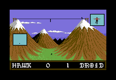 Blood 'n Guts (Commodore 64) screenshot: Tight rope walking in the Mountain Walk event