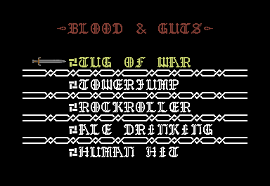 Blood 'n Guts (Commodore 64) screenshot: Practice selection screen