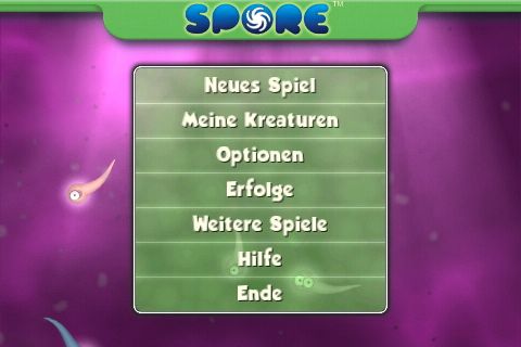 Spore Origins (iPhone) screenshot: Main Menu