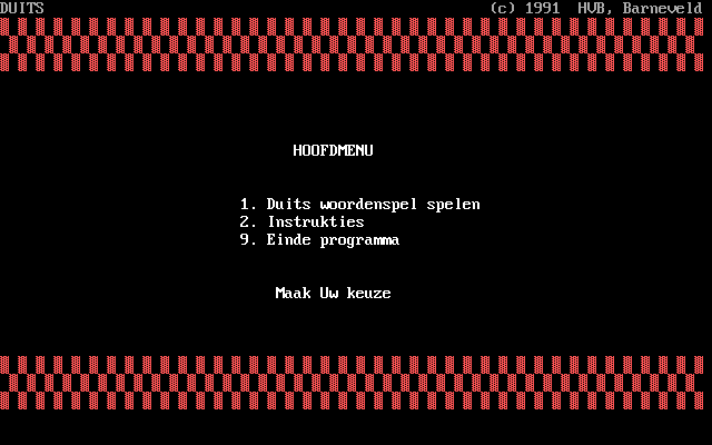 Duits (DOS) screenshot: Main menu