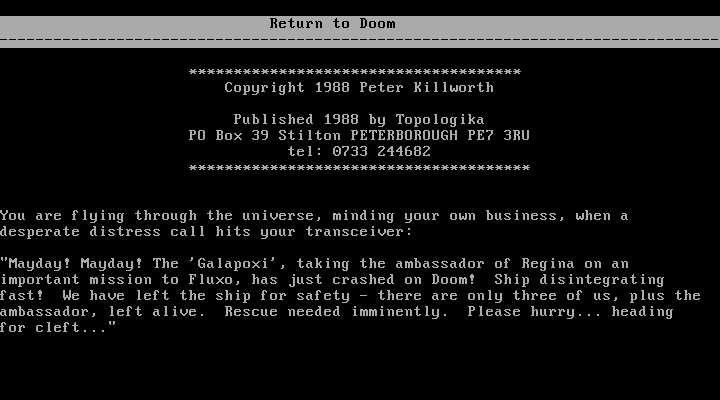 Return to Doom (DOS) screenshot: Title and intro